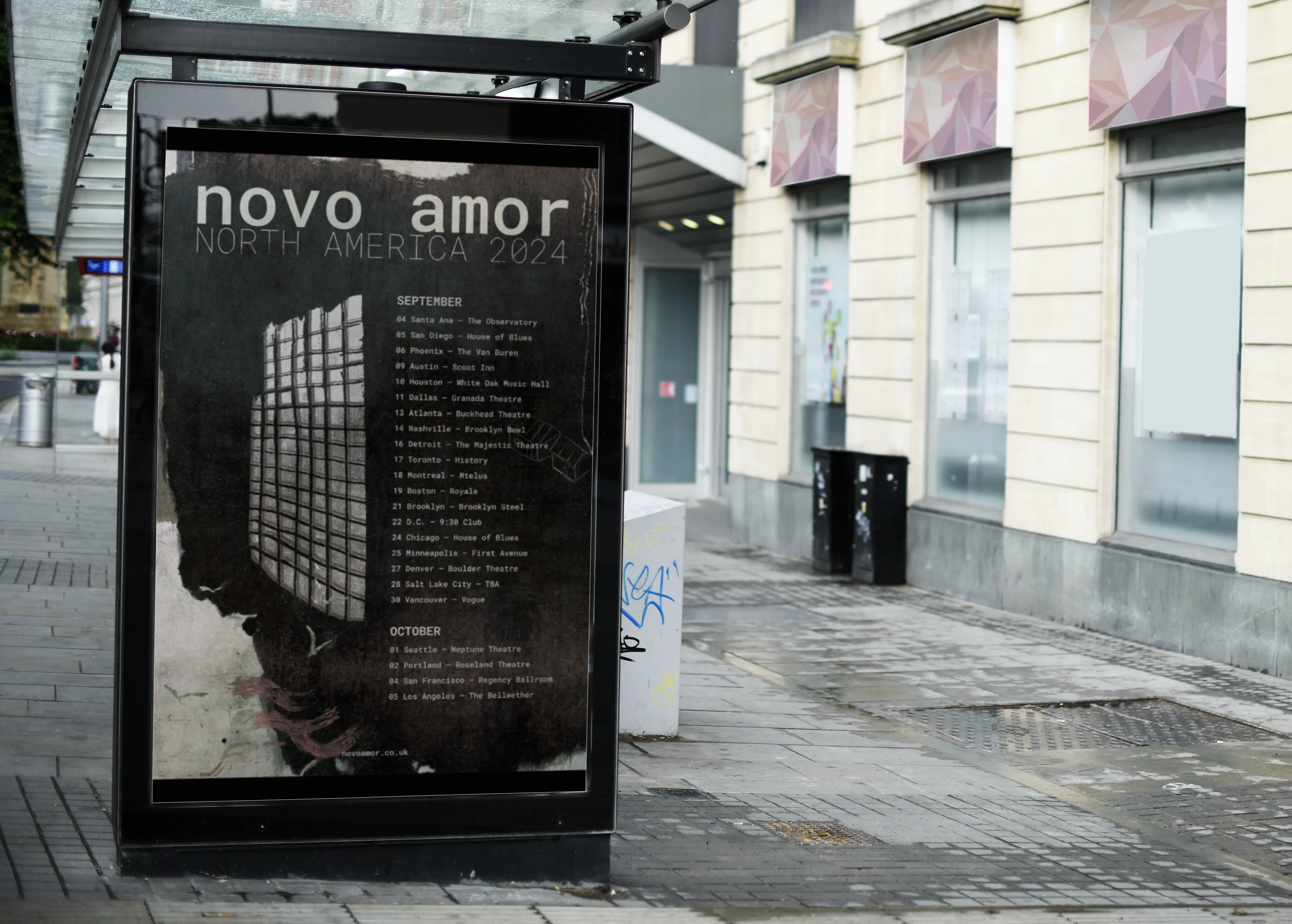 Manifesto promozionale per il tour 2024 di Novo Amor in Nord America