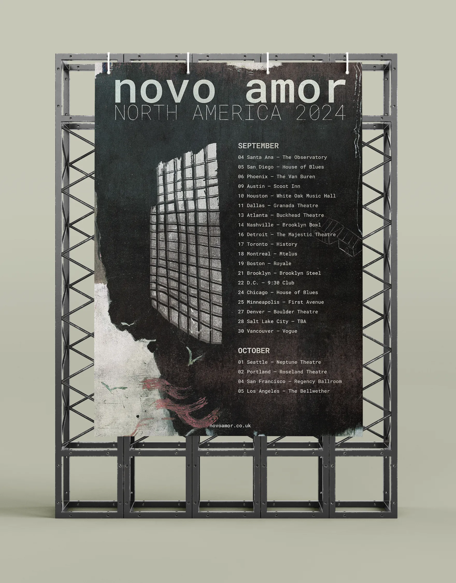 Manifesto promozionale per il tour 2024 di Novo Amor in Nord America