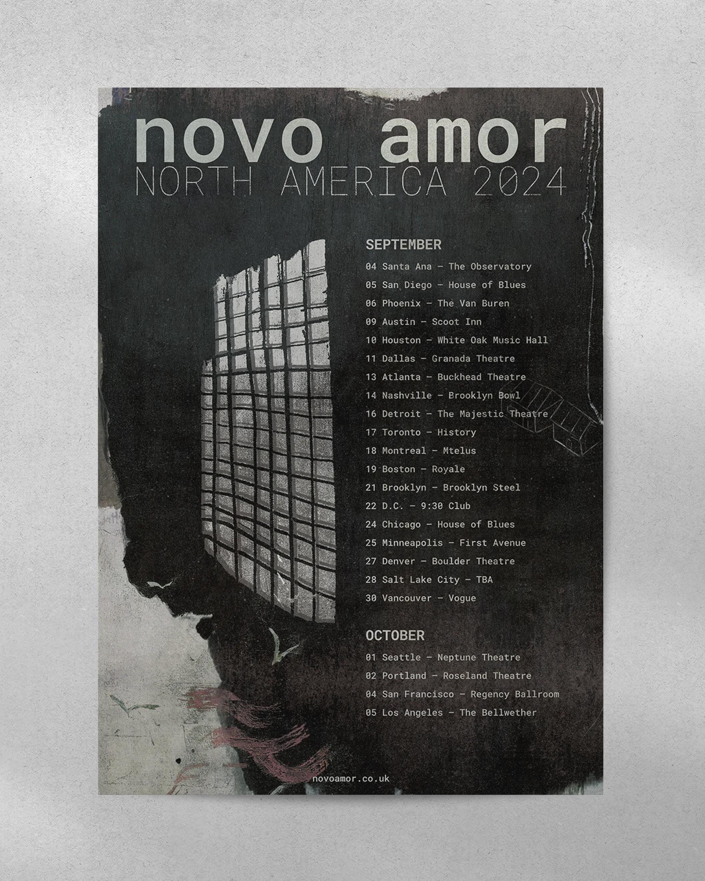 Manifesto promozionale per il tour 2024 di Novo Amor in Nord America